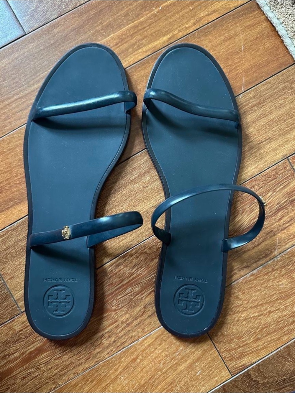 Tory Burch Navy Double Strap Slide Sandals